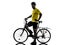 Man bicycling mountain bike standing silhouette