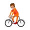 Man on bike. Cyclist. Bike ride. Vector stock illustration isolated on white background.