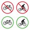 Man on Bike Forbidden Pictogram. Permit Cyclist Green Circle Symbol. No Allowed Bicycle Sign. Ban Zone Person Drive