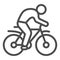 Man on bike line icon, sport concept, bicyclist silhouette sign on white background, person rides bicycle icon in