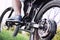 Man biker sitting on electric bike