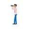 Man with binoculars. Look through binoculars  vector illustration