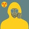 Man in bio-hazard suit and gas mask flat