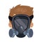 Man with biohazard mask equipment