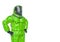 Man in a biohazard suit in a awkward moment meme