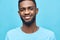 man black guy blue handsome expression african joy smiling background fashion portrait american