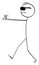 Man With Black Sun Glasses See Nothing, Walking Like Blind. Vector Cartoon Stick Figure Illustration