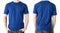 Man in blank blue t-shirt, front and back view