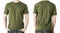 Man in blank khaki t-shirt, front and back view