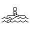 Man boat flood icon, outline style