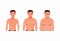 Man body type. skinny, fat and muscle. nutrition health symbol icon set concept in cartoon illustration vector