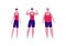 Man body weight concept, Vector flat person illustration set. Collection of males in sport outfit isolated on white. Slim,