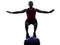 Man bosu balance trainer exercises fitness silhouette