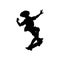 Man or boy silhouette making trick on skateboard vector illustration isolated.