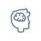 Man brain magnifier research line style icon