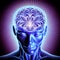 Man with brain waves, spirituality, meditation and frequency healing, power of consciousness, generative AI