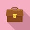 Man briefcase icon flat vector. Work bag
