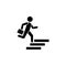 Man with a briefcase runs up the stairs. Businessman icon