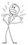 Man With Broken Heart or Coronary Heart Attack, Vector Cartoon Stick Figure Illustration