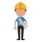 Man building construction plans helmet