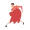 Man Bullfighter, Toreador Character Dressed in Red Traditional Costume, Spanish Corrida Performance Cartoon Style Vector