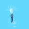 A man in a business suit with a light bulb over his head, there is an idea