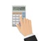 Man in a business suit makes calculations on a calculator. Business, finance, taxes or science concept