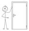Man or Businessman Showing Entrance or Exit Door , Vector Cartoon Stick Figure Illustration