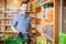 Man buying some healthy food at the grocery store