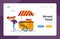 Man Buying Street Food, Takeaway Junk Meal from Food Truck Landing Page Template. Restaurant Wagon Transport on Wheels