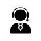 man, call, head phone, custom care , business customer support service black icon