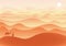 Man with camel walks through sand dunes in desert, vector.