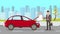 Man in Car Accident Vector Cartoon Illustration