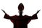 Man cardinal bishop silhouette saluting blessing