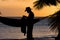 Man in caribbean sunset