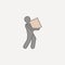 man carries box 2 colored line icon. Simple colored element illustration. man carries box outline symbol design from carrying and