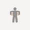 man carries box behind 2 colored line icon. Simple colored element illustration. man carries box behind outline symbol design from