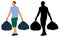 Man carries garbage bags. Vector silhouette illustration