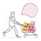 Man carries shopping cart with purchased goods