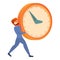 Man carry clock icon, cartoon style