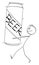 Man Carrying Big Beer Can, Vector Cartoon Stick Figure Illustration