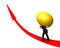 Man carrying golden egg upward on red trend line