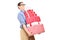 Man carrying a heavy load of gifts