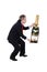 Man carrying huge champagne bottle
