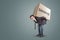 A man is carrying a large cardboard box with the German word â€žUmzug`