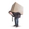 A man is carrying a large cardboard box - isolated on a white background
