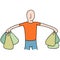 Man Carrying Plastic Grocery Bags