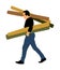 Man carrying rolled carpet and wallpaper vector. Moving service for transport. Home adaptation.