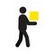 Man carrying square box in hands silhouette