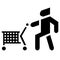 Man with cart. Icon buyer with consumer baske